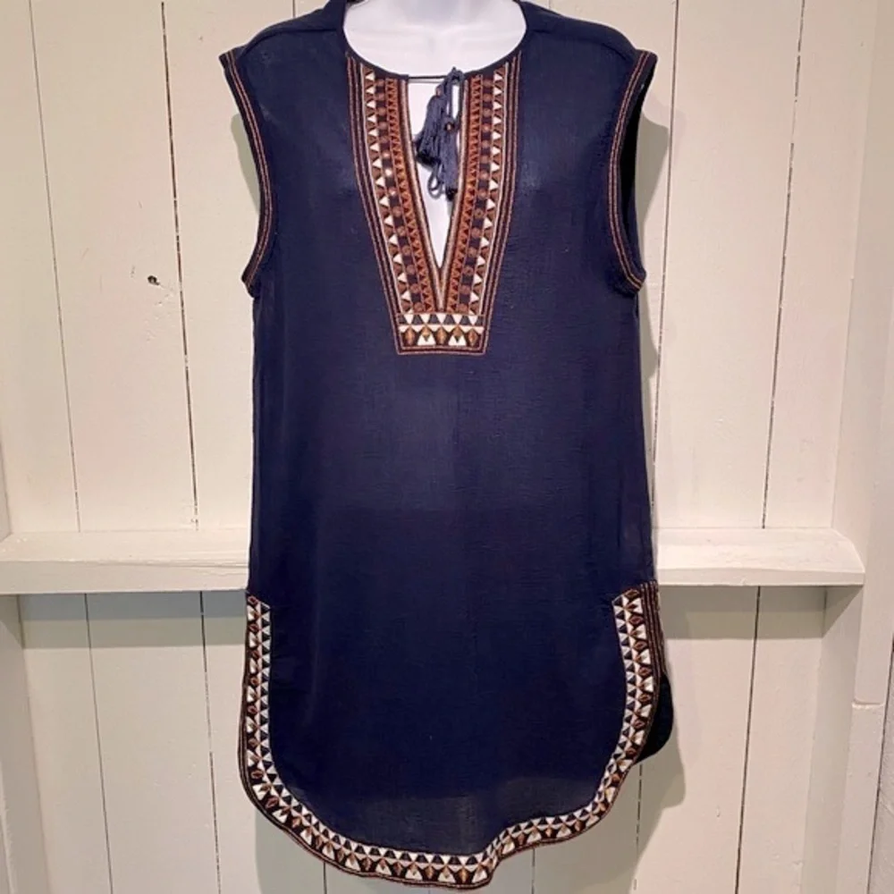 NEW J. Crew Blouse Tank Aztec XS Cotton Blouse Top Navy Southwest Vibe